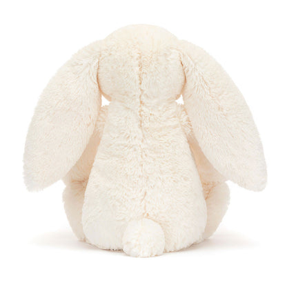 Cream Plush Bunny — Strawberry Floral Ears