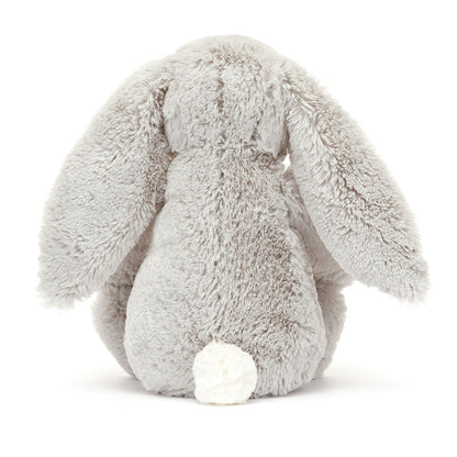 Silver Grey Plush Bunny — Purple Floral Ears